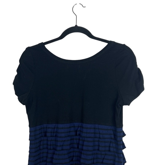 Veeko Black Blue Tiered Short Sleeve Dress Large - Picture 5 of 9